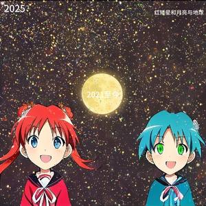 红矮星和月亮与地球头像